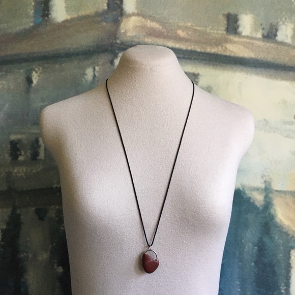 Red Jasper Tumbled Stone Pendant On Cord Adjustable Length - Picture 3 of 6